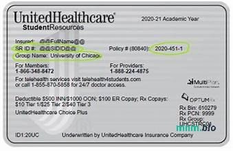 USA UnitedHealthCare karta ubezpieczenia zdrowotnego edytowalny szablon